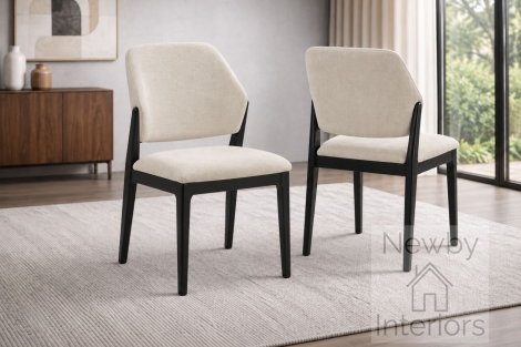 CH-562-MI - Mira Cream Fabric Dining Chair with Black Frame (Pair)