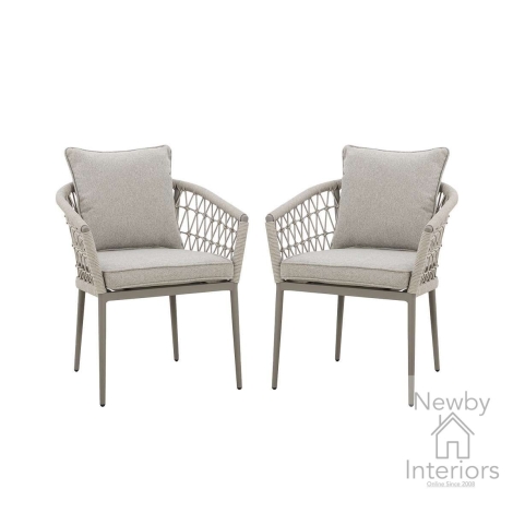MONACO-2DC-CL - Maze Monaco Rope Weave Pair Dining Chairs Cool Linen