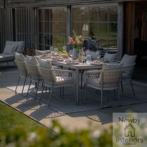 MONACO-8SRDS-CL - Maze Monaco 8 Seat Rectangular Dining Set with Chairs Cool Linen