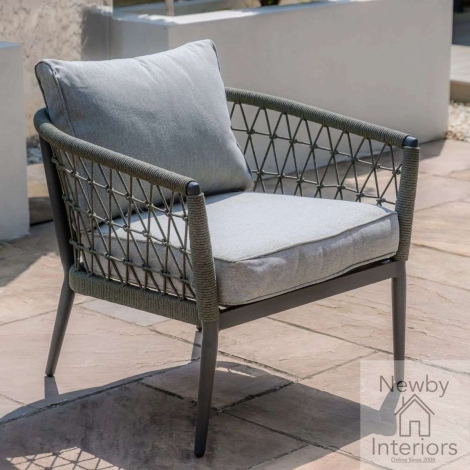 Maze Monaco Outdoor Rope Weave Lounge Chair Ivy Green