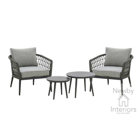Maze Monaco Outdoor Rope Weave Lounge Set 2 Coffee Tables Ivy Green