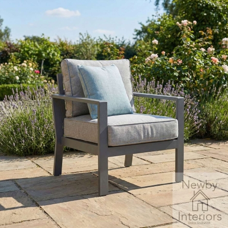 MONT-LC-CL - Maze Montreal Aluminium Garden Armchair Cool Linen with Dawn Grey Frame