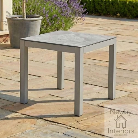 MONT-SQ-ST-CL - Maze Montreal Aluminium Square Garden Side Table Cool Linen with Dawn Grey Frame