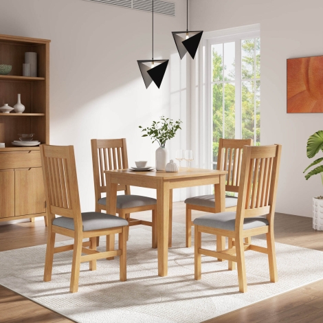 NH-OS-15 - Ekero Solid Oak Dining Table Square 75cm Fixed Top Wax Finish