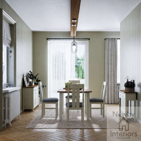 Arlyn Grey Painted & Oak Small Square Dining Table 75cm