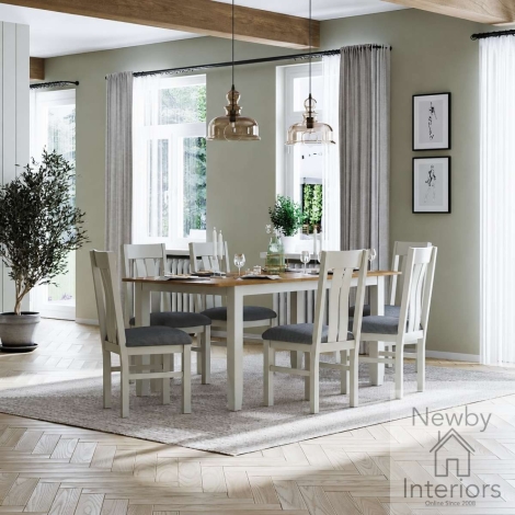 Arlyn Grey Painted & Oak Medium Extending Dining Table 125cm To 165cm