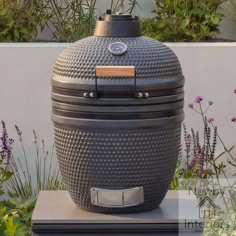 ODK-EMB-21KAM - Maze Ember 21 Inch Ceramic Egg Kamado BBQ With Heat Deflector & Stainless Steel Cooking Grills Black