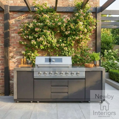 ODK-EMB-LCC - Maze Ember Linear Outdoor Kitchen with 6 Burner Gas Grill & Storage Cabinets Grey