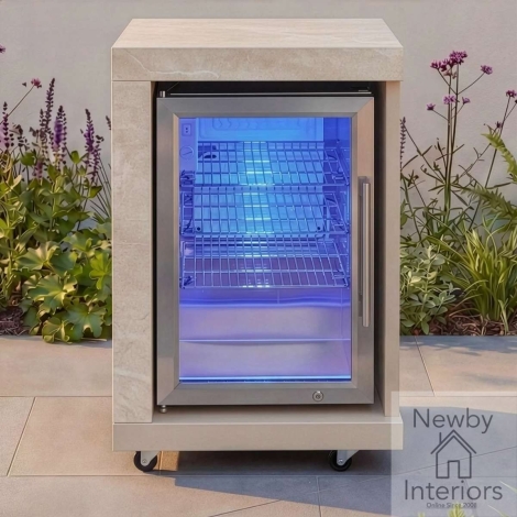 ODK-EMB-LHFM-LAT - Maze Ember Outdoor Kitchen Left Hand Single Fridge with LED Light Latte