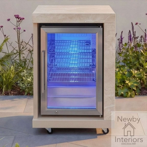ODK-EMB-RHFM-LAT - Maze Ember Outdoor Kitchen Right Hand Single Fridge with LED Light Latte