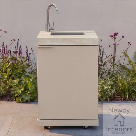 ODK-EMB-SMM-LAT - Maze Ember Outdoor Kitchen Middle Sink Cabinet with Stainless Steel Tap Latte