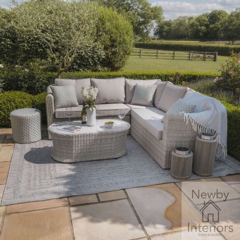 OXF-203024-CG - Maze  Oxford Small Rattan Corner Sofa Set  Ceramic Glass