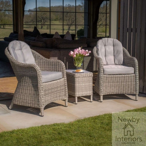 OXF-204014-CG - Maze Oxford 3 Piece Rattan Bistro Set Ceramic Glass