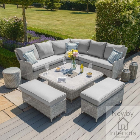 OXF-207542-CG - Maze Oxford Garden Rattan Royal Corner Dining Sofa Set