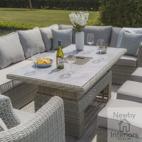 OXF-RCRT-CG - Maze Oxford Garden Rattan Rising Table with Ice Bucket Ceramic Glass Top
