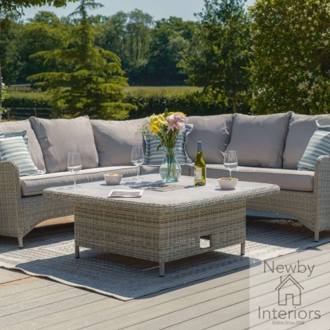 OXF-ROCT-CG - Maze Oxford Garden Rattan Square Rising Table Ceramic Glass Top