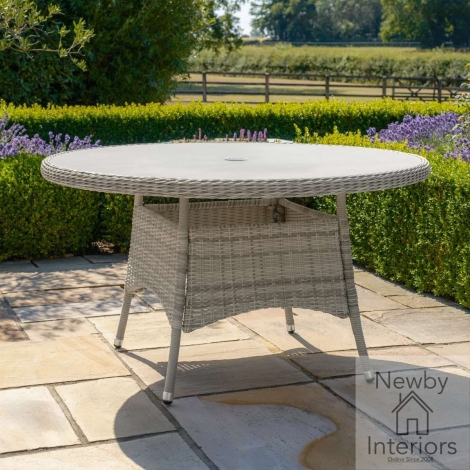 OXF-T-150-CG - Maze Oxford Garden Rattan 6 Seat Round Dining Table Ceramic Glass Top