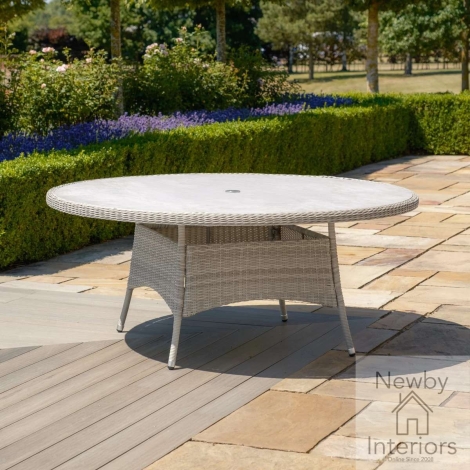 OXF-T-180-CG - Maze Oxford Garden Rattan 8 Seat Round Dining Table Ceramic Glass Top