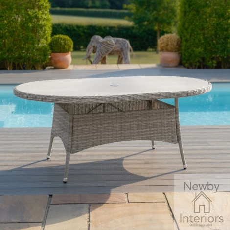 OXF-T-1812-CG - Maze Oxford Garden Rattan 6 Seat Oval Dining Table Ceramic Glass Top