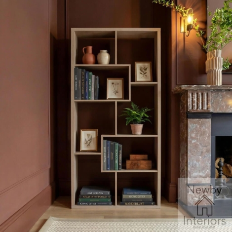 QUEBECLWA - Quebec Light Washed Oak Geometric Shelving Unit