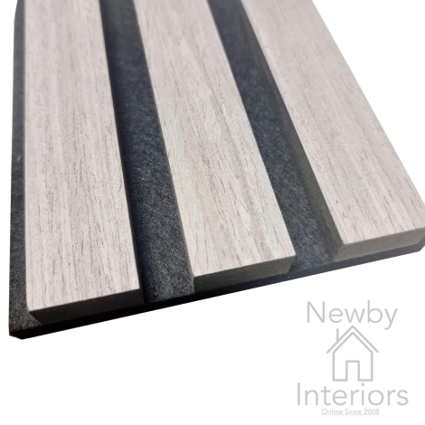 10-WALLPANEL-ACOU-ASHGREY - Real Wood Acoustic Slatted Wall Panels 60x2x240cm Ash Grey (Pack of 4)