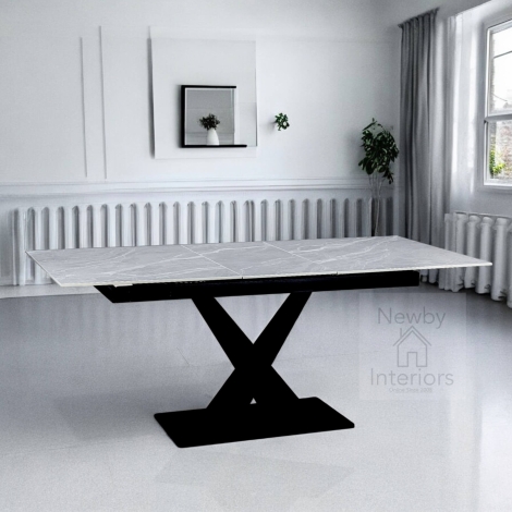 Rezzato Grey Matte Ceramic Centre Extending Dining Table (140 to 180cm)