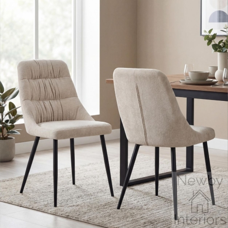 301-06-04-01-01 - Rhodes Natural Chenille Effect Dining Chair (Pair)