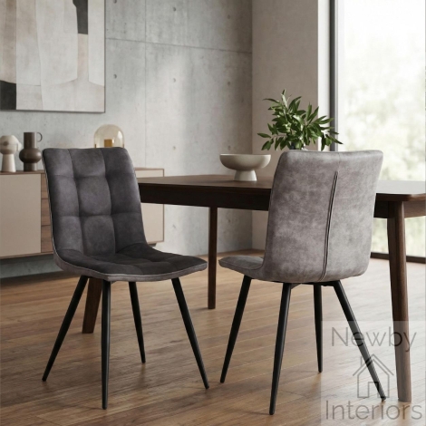 123-46-61-31-01 - Rodeo Dark Grey Two-Tone Suede Effect Dining Chair (Pair)