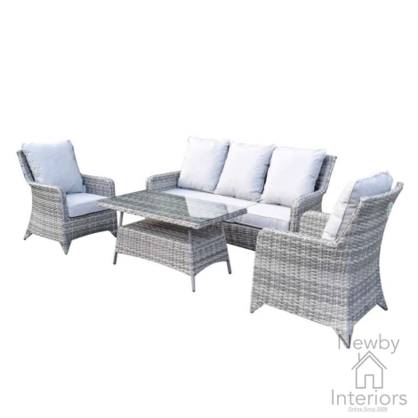 SARA0376 - Signature Weave Sarah 5 Seater Sofa Set with High Coffee Table Grey Weave