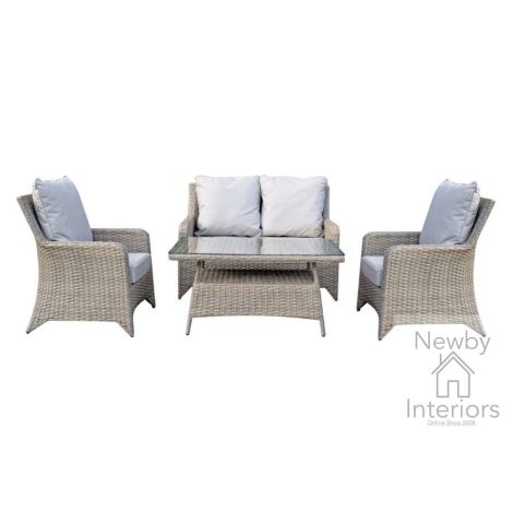 SARA0380 - Signature Weave Sarah 4 seater Sofa Set with High Coffee Table in Nature Weave