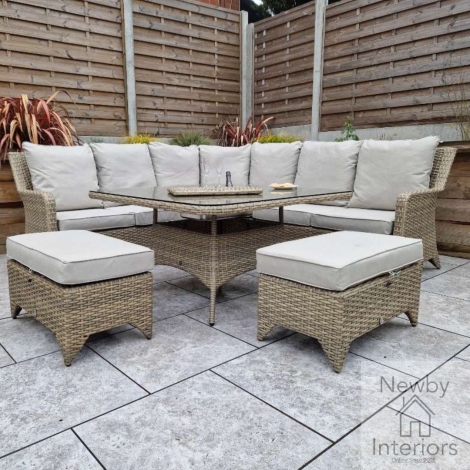 SARA0391 - Signature Weave Sarah Corner Dining Sofa Set with Ice Bucket Nature Weave