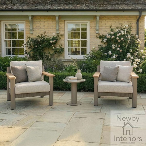 SICI-2SLS-CF-LAT - Maze Sicily Rope Weave Lounge Set with Round Side Table Cafe Frame & Latte Cushions