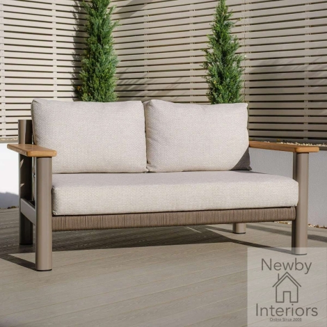 SICI-2SS-CF-LAT - Maze Sicily Rope Weave 2 Seat Sofa Cafe Frame with Latte Cushions