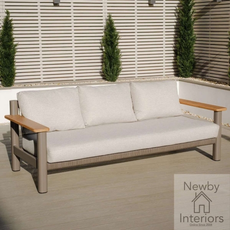 SICI-3SS-CF-LAT - Maze Sicily Rope Weave 3 Seat Sofa Cafe Frame with Latte Cushions
