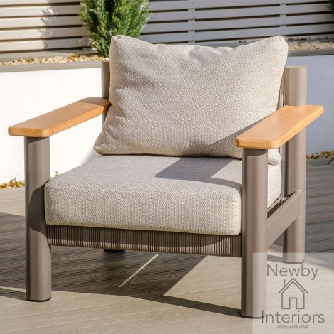 SICI-AC-CF-LAT - Maze Sicily Rope Weave Armchair Cafe Frame with Latte Cushions