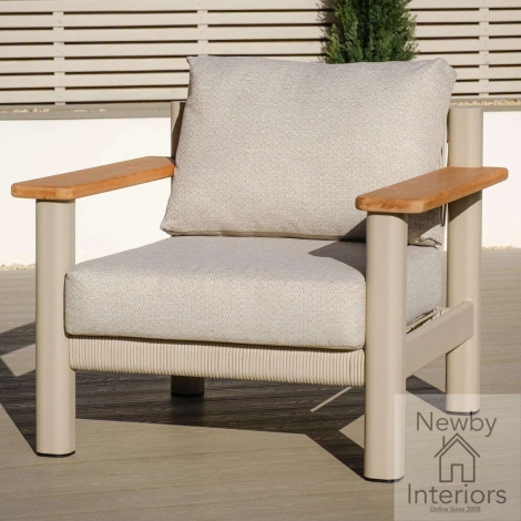 SICI-AC-LAT - Maze Sicily Rope Weave Armchair Latte Cushions