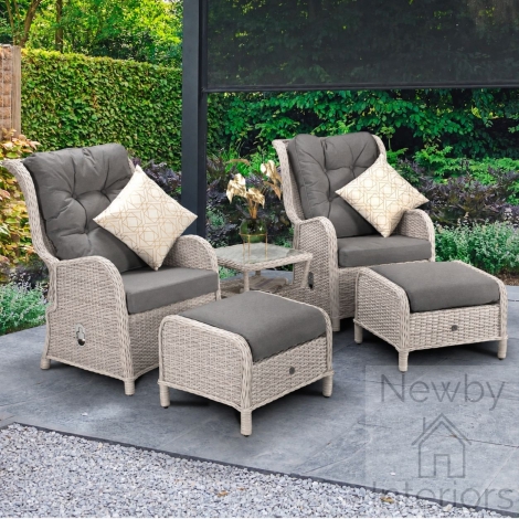 MEGH0298 - Signature Weave Meghan Outdoor Recliner Chairs with Stools & Side Tables (Pair)