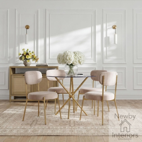 SMILOACHA - 2x Smith Loaf Velvet Upholstered Dining Chair Gold Metal Frame