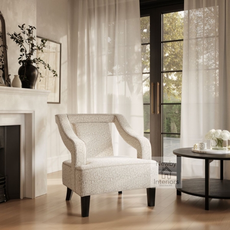 SOFBEICHA - Sofia Beige Fabric Armchair with Matte Black Legs