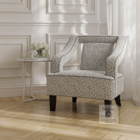 SOFELECHA - Sofia Textured Elephant Fabric Armchair with Matte Black Legs