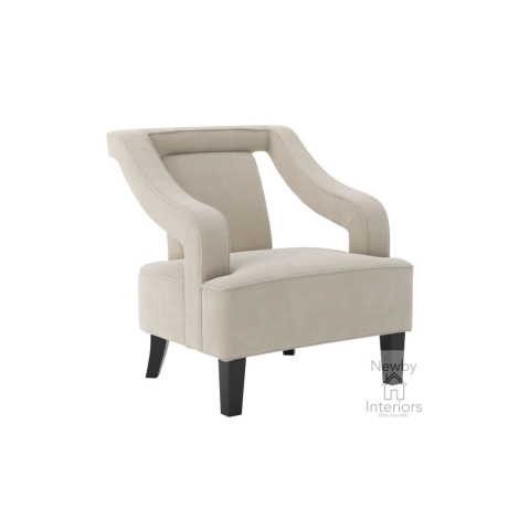 SOFIVOCHA - Sofia Ivory Fabric Armchair with Matte Black Legs