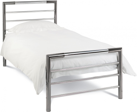 1129B-B - Urban Shiny Nickel & Black Nickel Bedstead (Single 90cm)