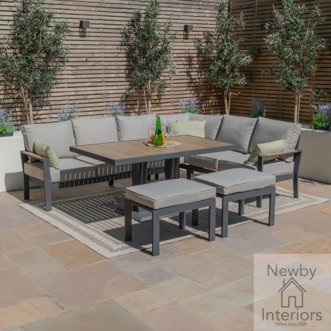 VAN-LCDS-RRT-DG - Maze Vancouver Large Corner Dining Set with Rectangular Rising Table