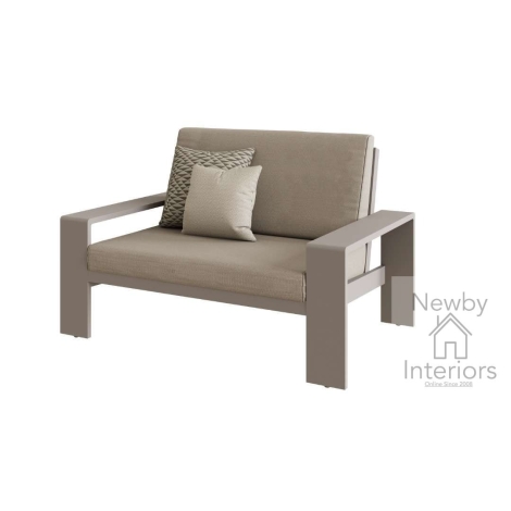 VENU0526 - Signature Weave Venus Beige Acrylic Fabric Loveseat Sofa Aluminium Frame