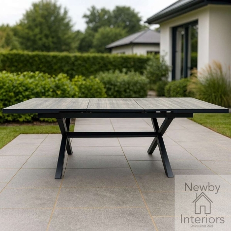 VIEN-S-REC-EXDT-CH - Maze Vienna Small 4 to 6 Seat Extending Rectangular Dining Table with Charcoal Aluminium Frame & Ceramic Tiled