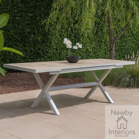 VIEN-S-REC-EXDT-DGR - Maze Vienna Small 4 to 6 Seat Extending Rectangular Dining Table with Dawn Grey Aluminium Frame & Ceramic Tiled