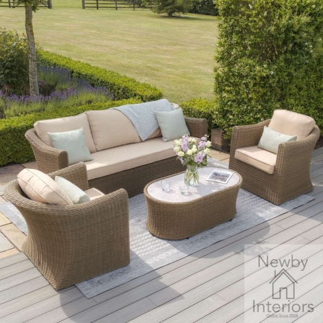 WIN-202024-CG - Maze Winchester Garden Rattan 3 Seat Sofa Set Ceramic Glass Top