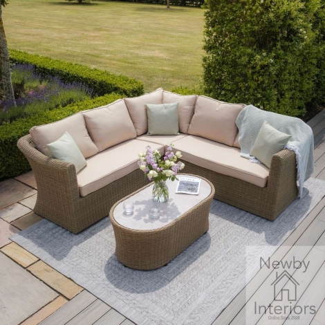 WIN-203024-CG - Maze Winchester Garden Rattan Small Corner Sofa Set Ceramic Glass Top