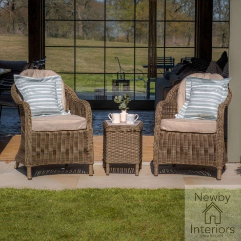 Maze Winchester 3 Piece Rattan Bistro Set Ceramic Glass
