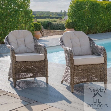 WIN-C-14 - Maze Pair of Winchester Garden Rattan Heritage Dining Chairs